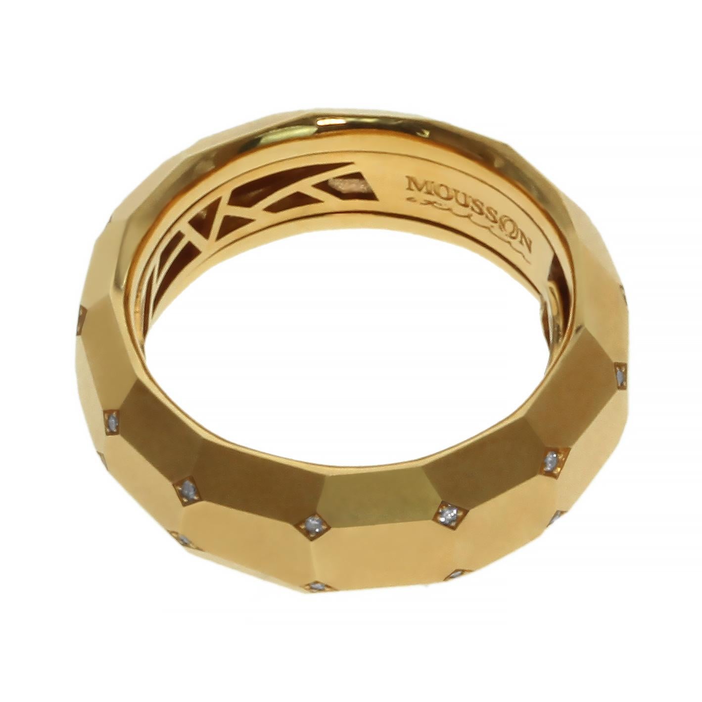 Men's Diamond 18 Karat Yellow Gold Geometry Cufflinks and Ring Suite For Sale