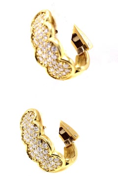 Diamond 18 Karat Yellow Gold Hoop Earrings