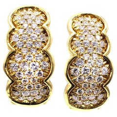 Diamond 18 Karat Yellow Gold Hoop Earrings