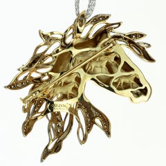Diamond 18 Karat Yellow Gold Horse Head Brooch