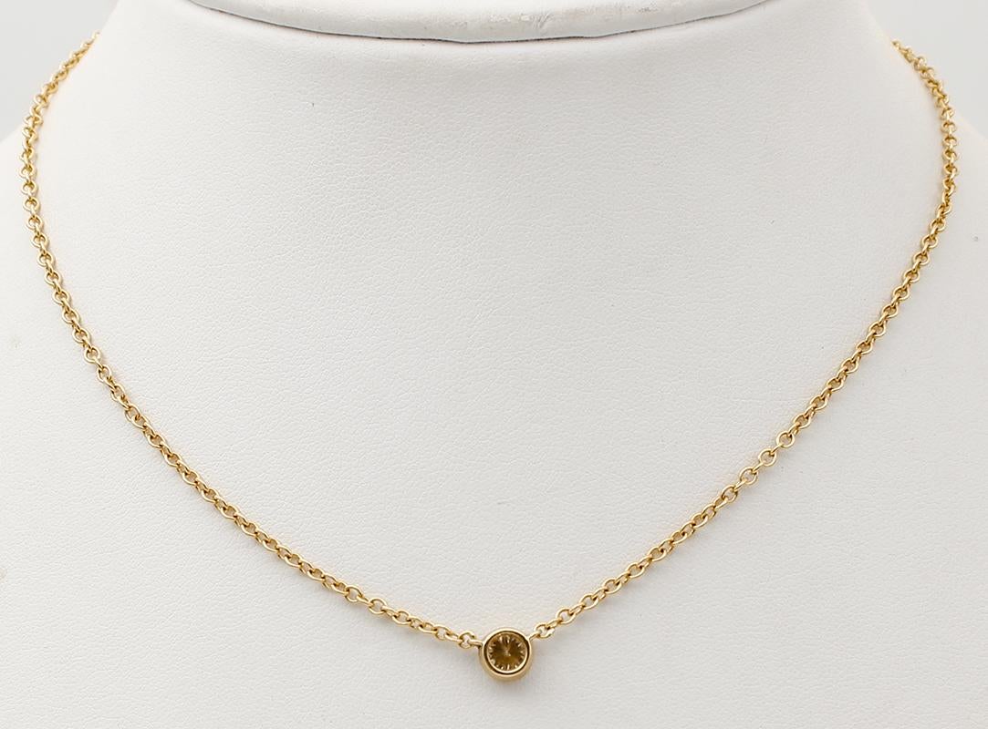 Brilliant Cut Diamond, 18 Karat Yellow Gold Light Point Necklace For Sale