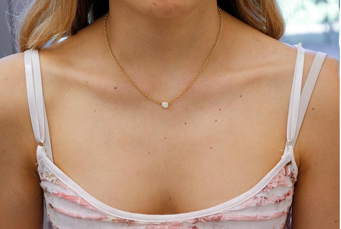 Diamond, 18 Karat Yellow Gold Light Point Necklace In Good Condition For Sale In Marcianise, Marcianise (CE)