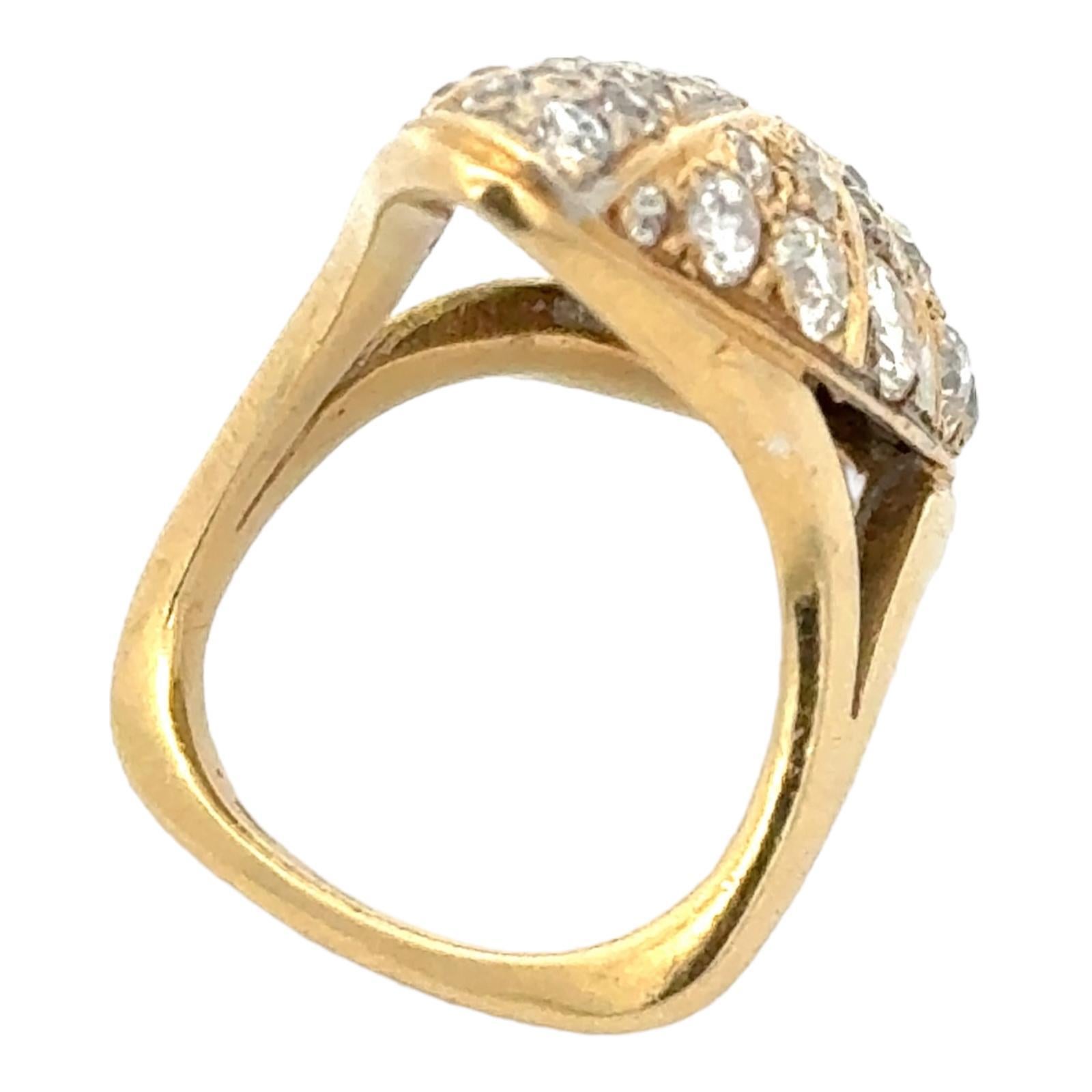 Diamond 18 Karat Yellow Gold Oval Dome Estate Ring For Sale 2
