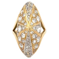 Diamant 18 Karat Gelbgold Oval Dome Estate Ring