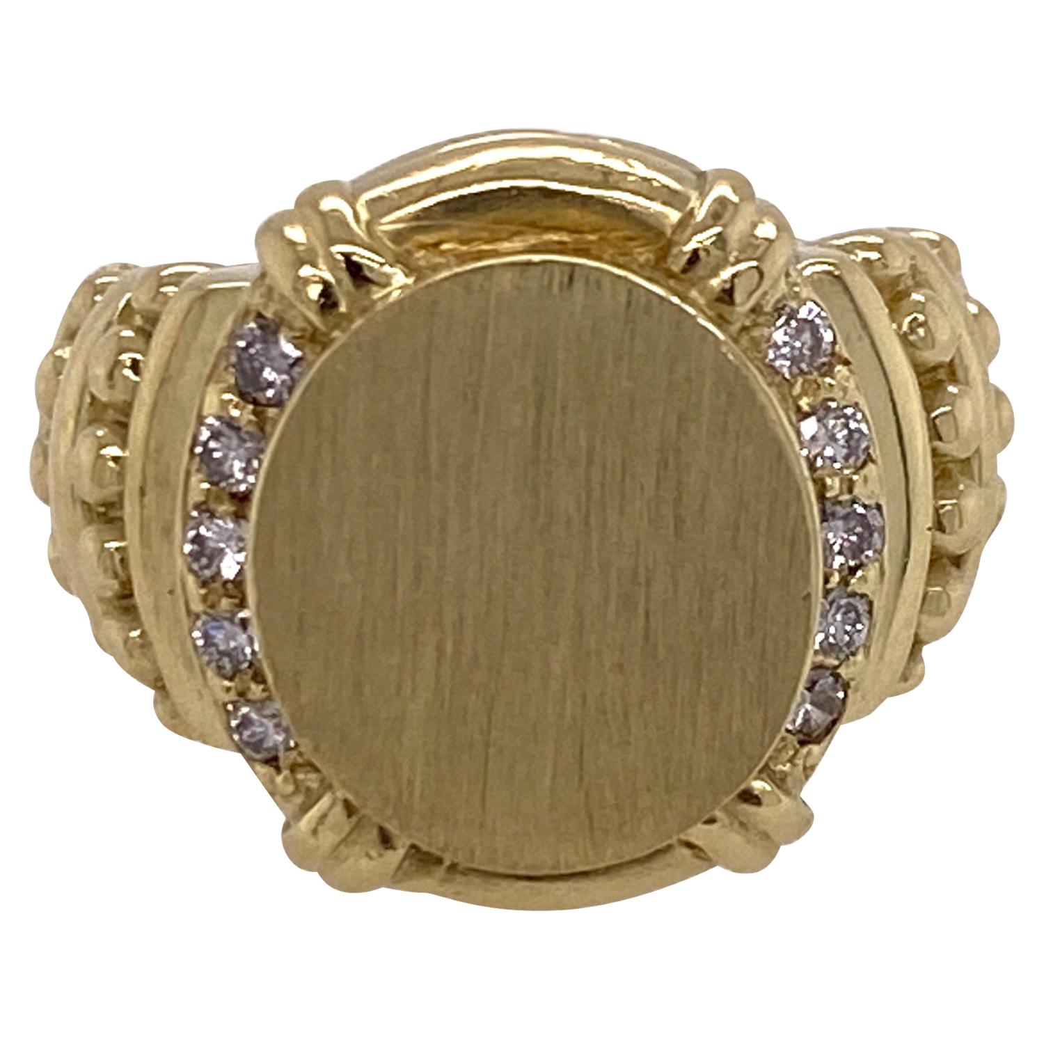 Diamond 18 Karat Yellow Gold Signet Ring