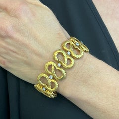 Diamond 18 Karat Yellow Gold Snake Link Vintage Bracelet Signed Ruth Satsky