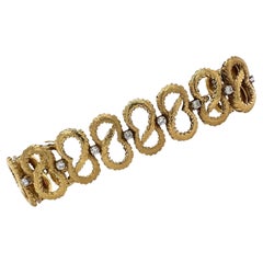 Diamond 18 Karat Yellow Gold Snake Link Vintage Bracelet Signed Ruth Satsky