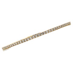 Diamond 18 Karat Yellow Gold Stackable Thin Bangle Bracelet Flexible