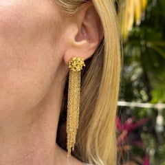 Diamond 18 Karat Yellow Gold Tassel Drop Dangle Vintage Earrings