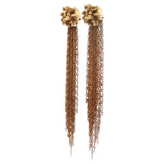 Diamond 18 Karat Yellow Gold Tassel Drop Dangle Vintage Earrings