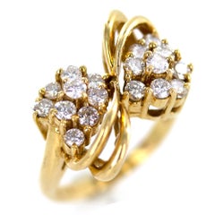 Diamond 18 Karat Yellow Gold Vintage Bow Ring