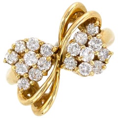 Diamond 18 Karat Yellow Gold Vintage Bow Ring