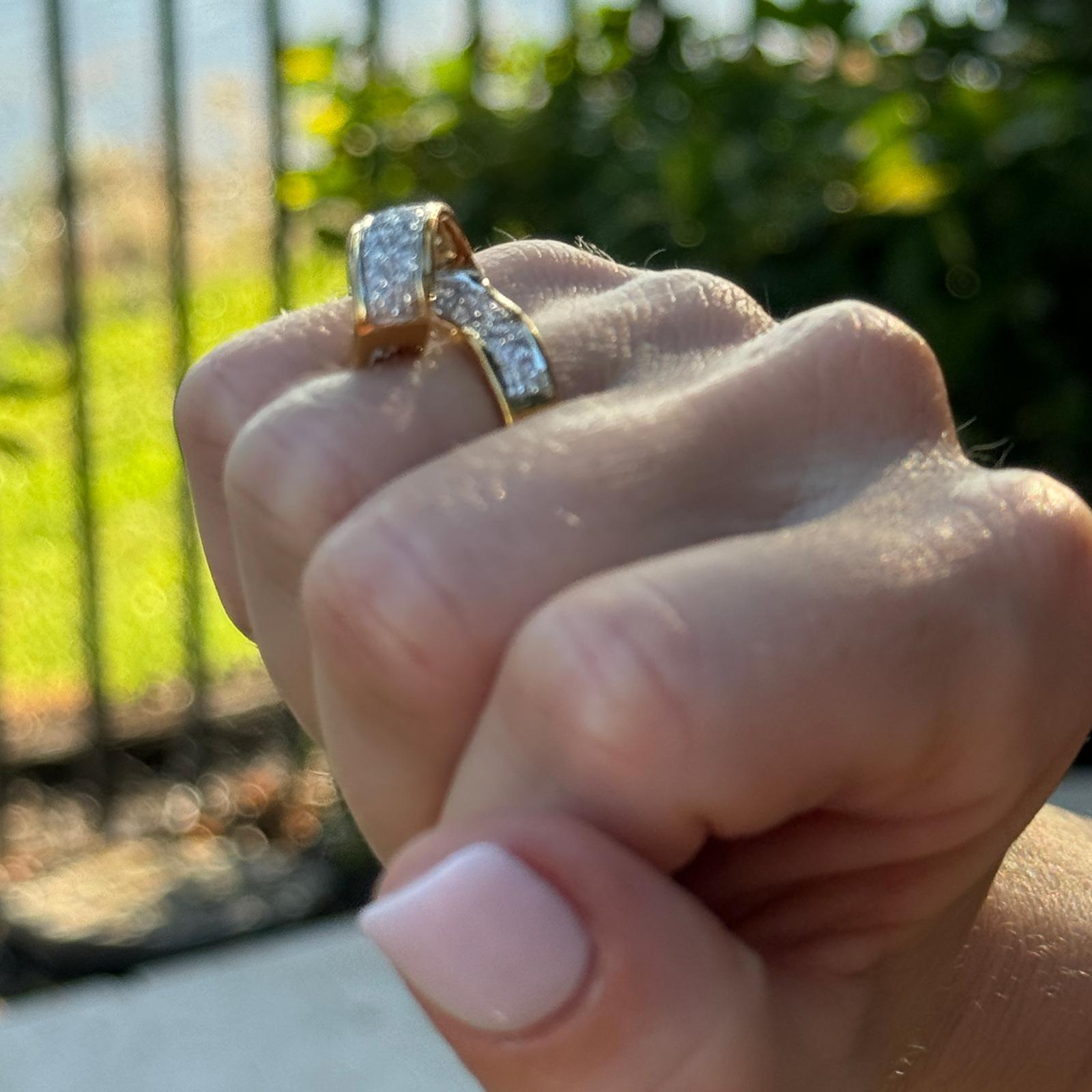 Diamant 18 Karat Gelbgold Vintage Bandring mit Diamanten Damen