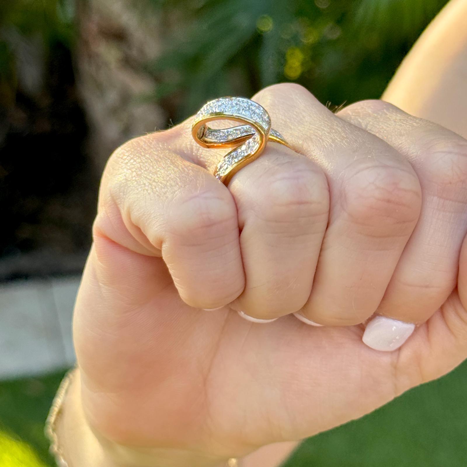 Diamant 18 Karat Gelbgold Vintage Bandring mit Diamanten 1