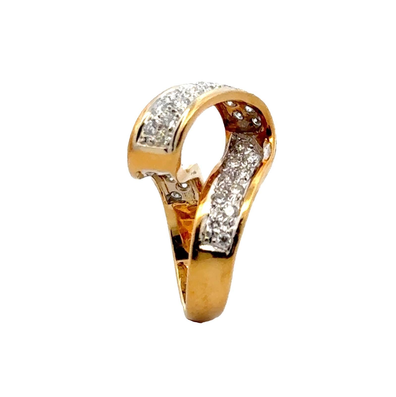 Diamant 18 Karat Gelbgold Vintage Bandring mit Diamanten im Angebot 2