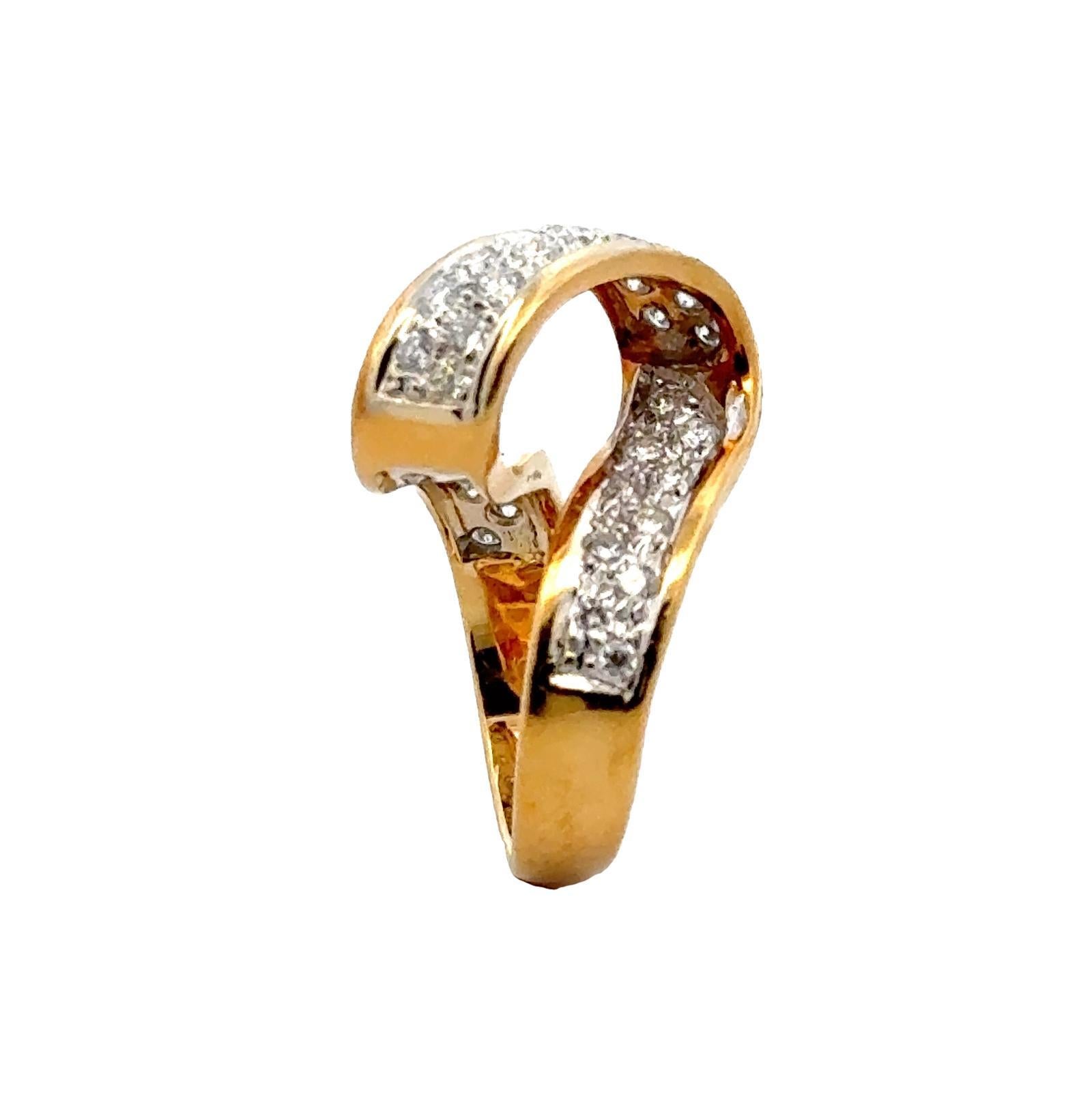 Diamant 18 Karat Gelbgold Vintage Bandring mit Diamanten 2