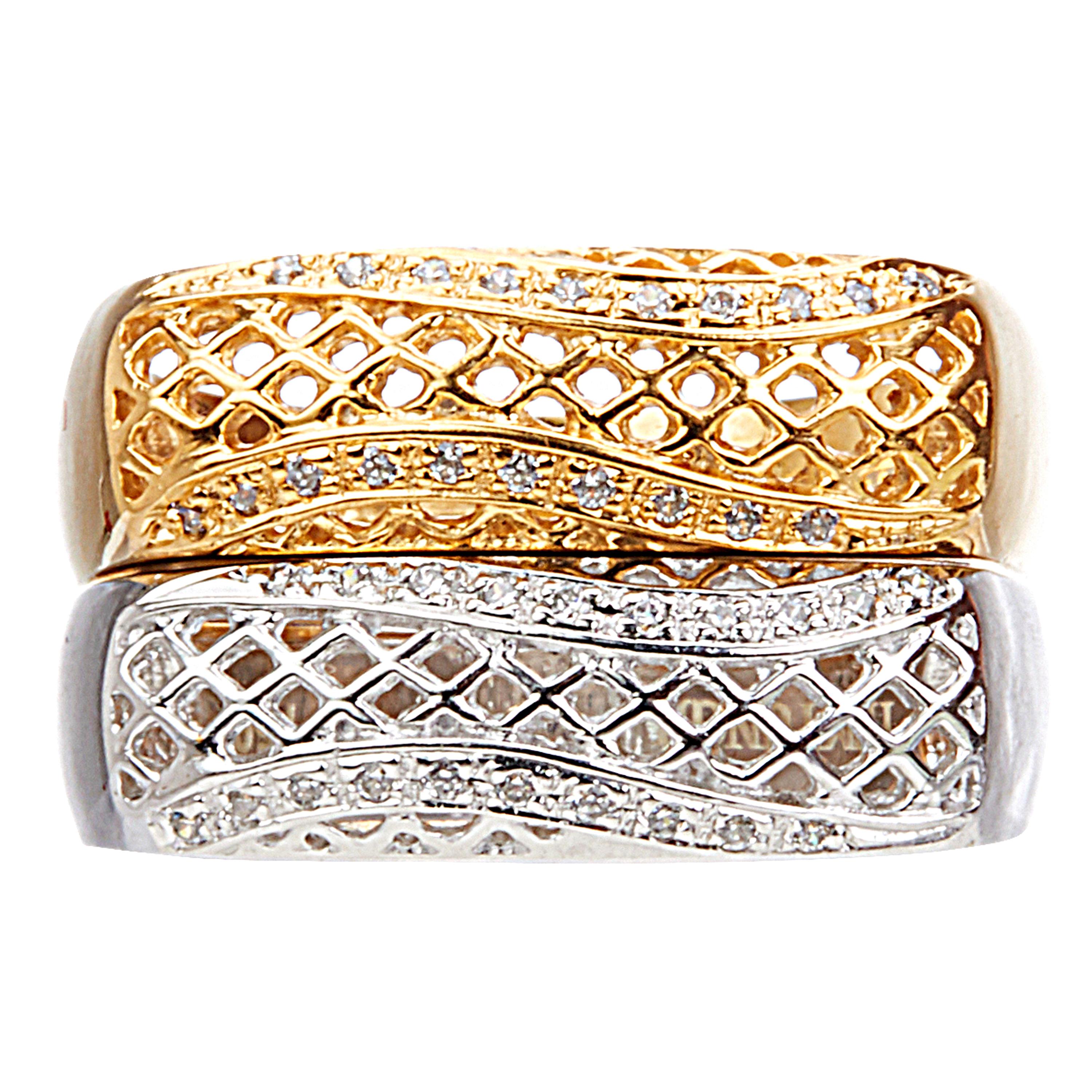 Yemyungji Diamond 18 Karat Yellow Gold White Gold Rings Set For Sale