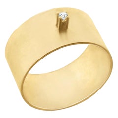 Diamond 18 Karat Yellow Gold Wide Ring