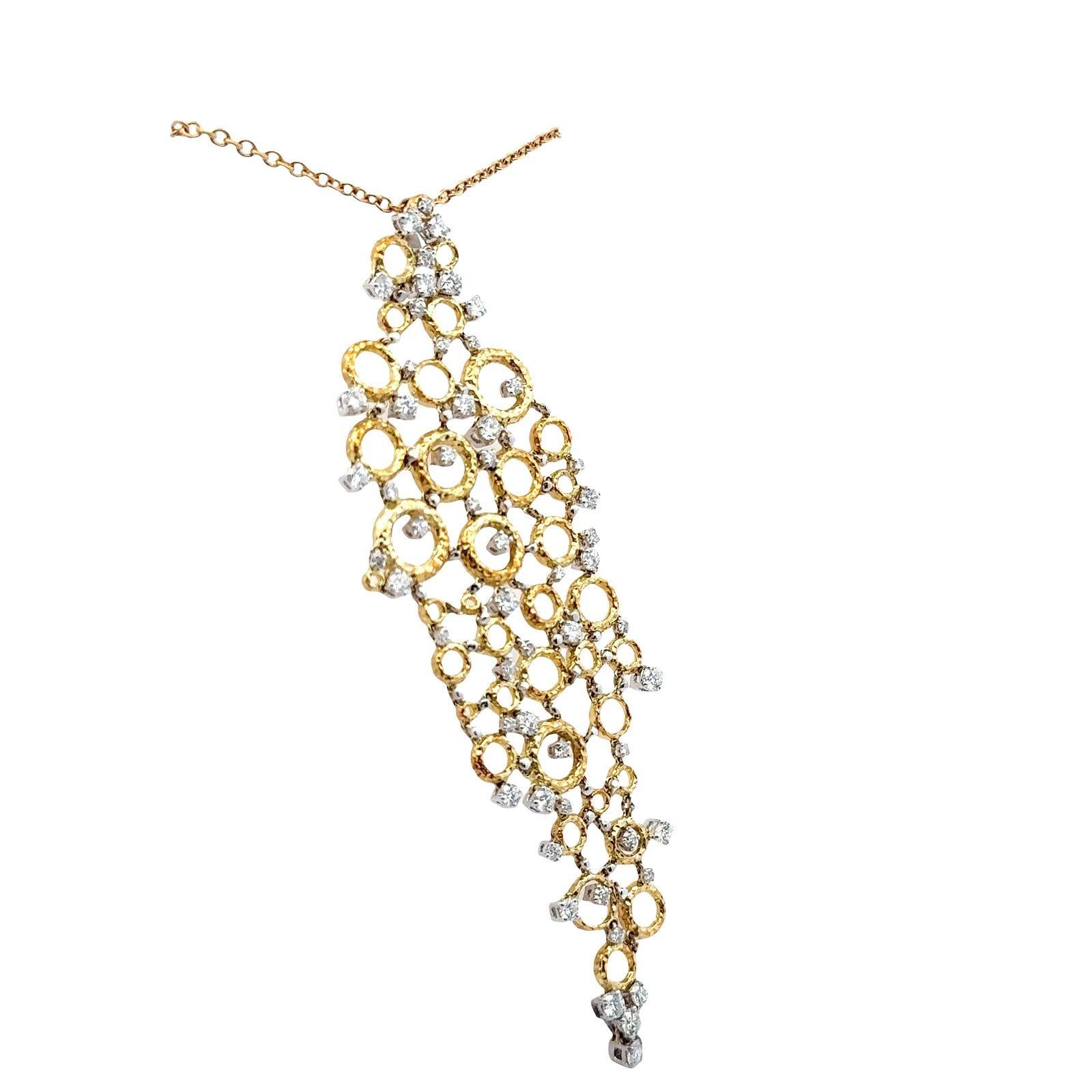 Collier pendentif bulles flottantes en or jaune et blanc 18 carats avec diamants Excellent état - En vente à Boca Raton, FL