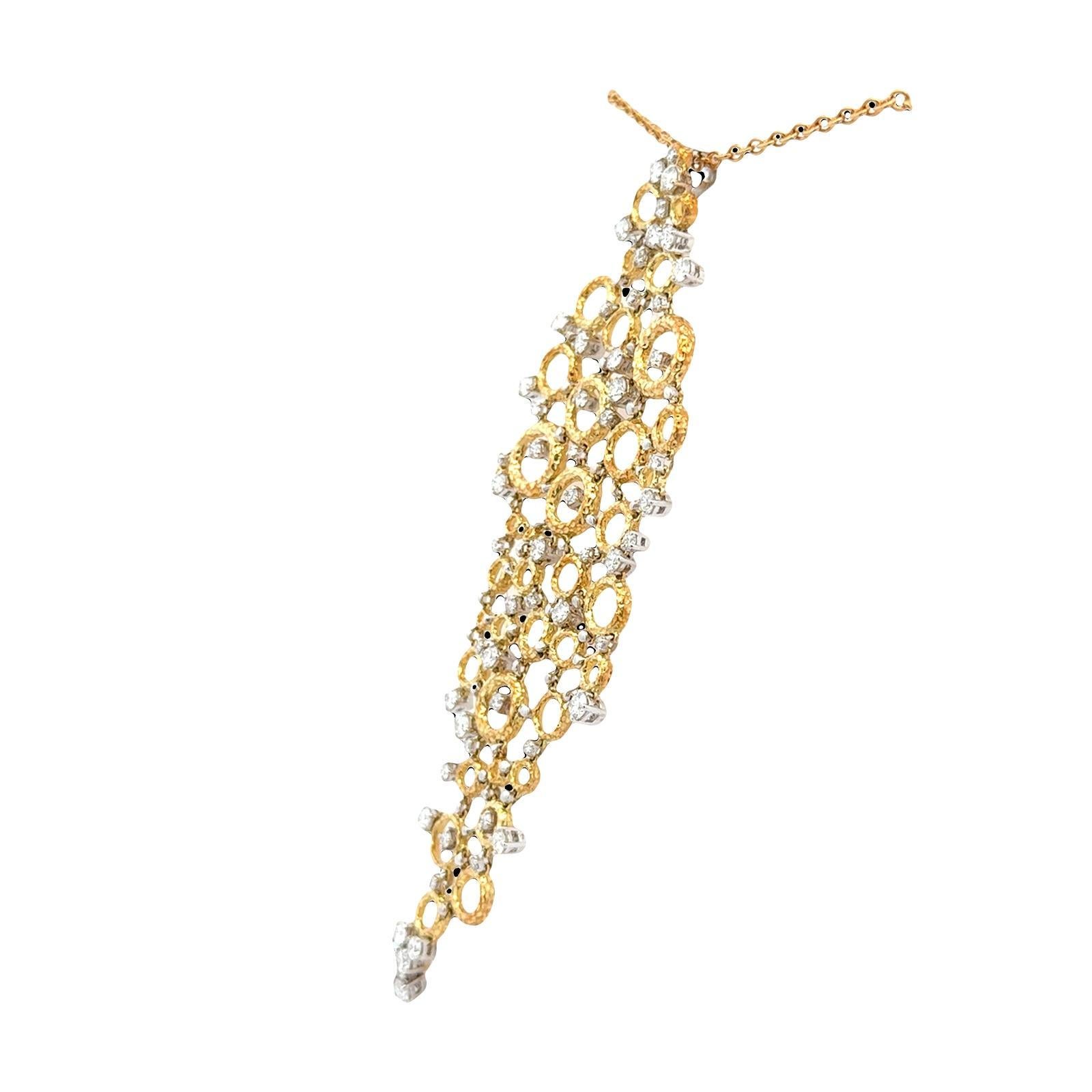 Collier pendentif bulles flottantes en or jaune et blanc 18 carats avec diamants en vente 1