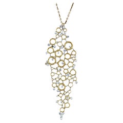 Collar Colgante Burbujas Flotantes Diamante 18 Kilates Oro Amarillo y Blanco