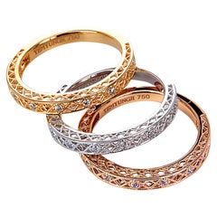 Yemyungji Diamond 18 Karat Yellow White Rose Gold Eternity Ring Layering Set