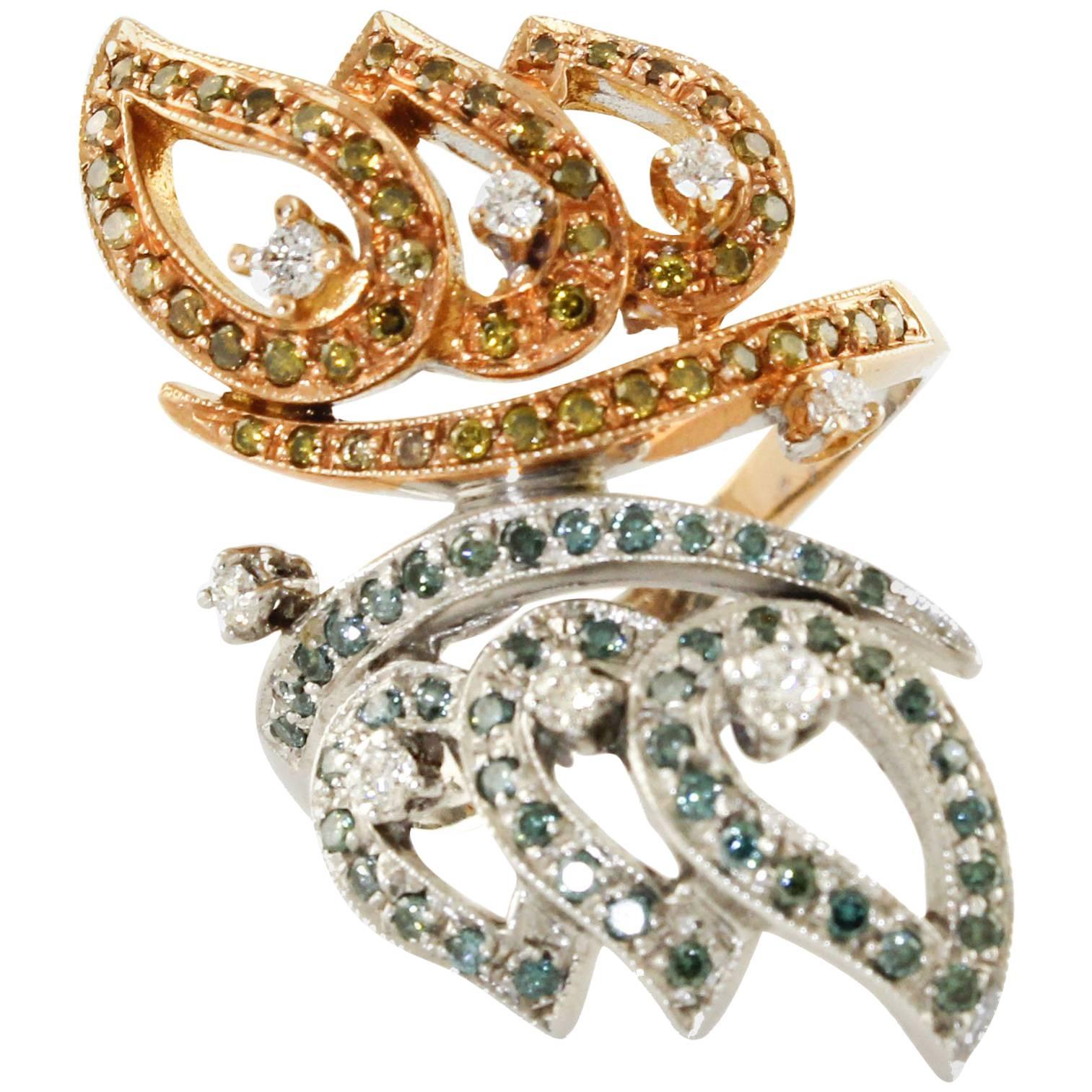 Diamant, 18 kt  Schmetterlingsring aus Roségold und Weißgold