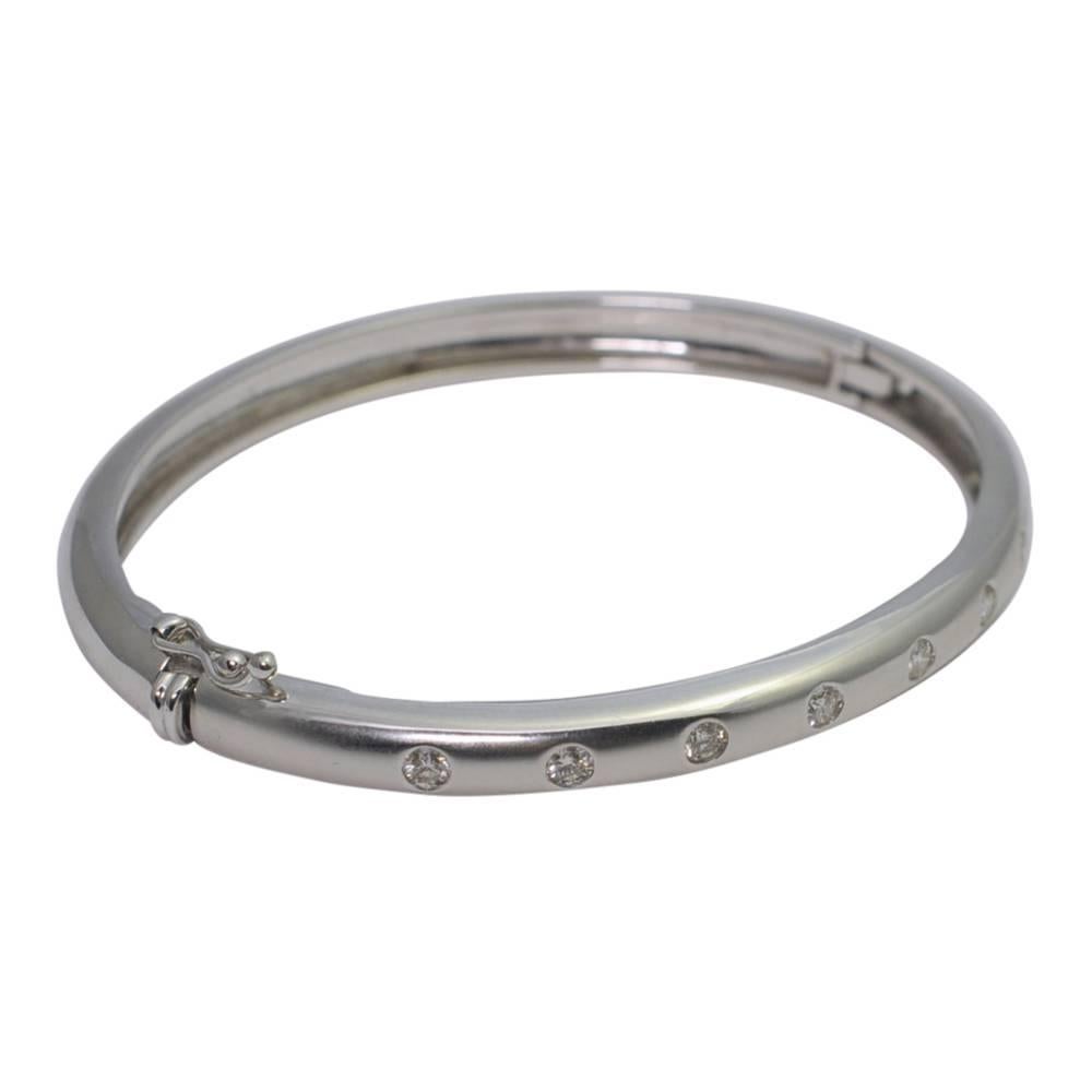 Women's Diamond 18 Carat White Gold Bangle For Sale