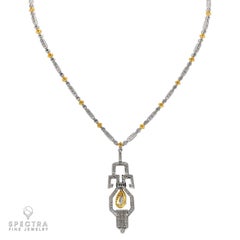 Contemporary Art Deco Revival Diamond Lavalier Necklace