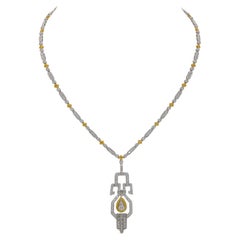 Contemporary Art Deco Revival Diamond Lavalier Necklace