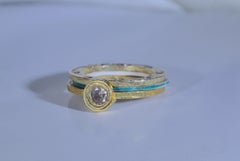 Diamond 18 Karat, 22 Karat Gold Silver Ring Stack #10 Alternative Wedding Band