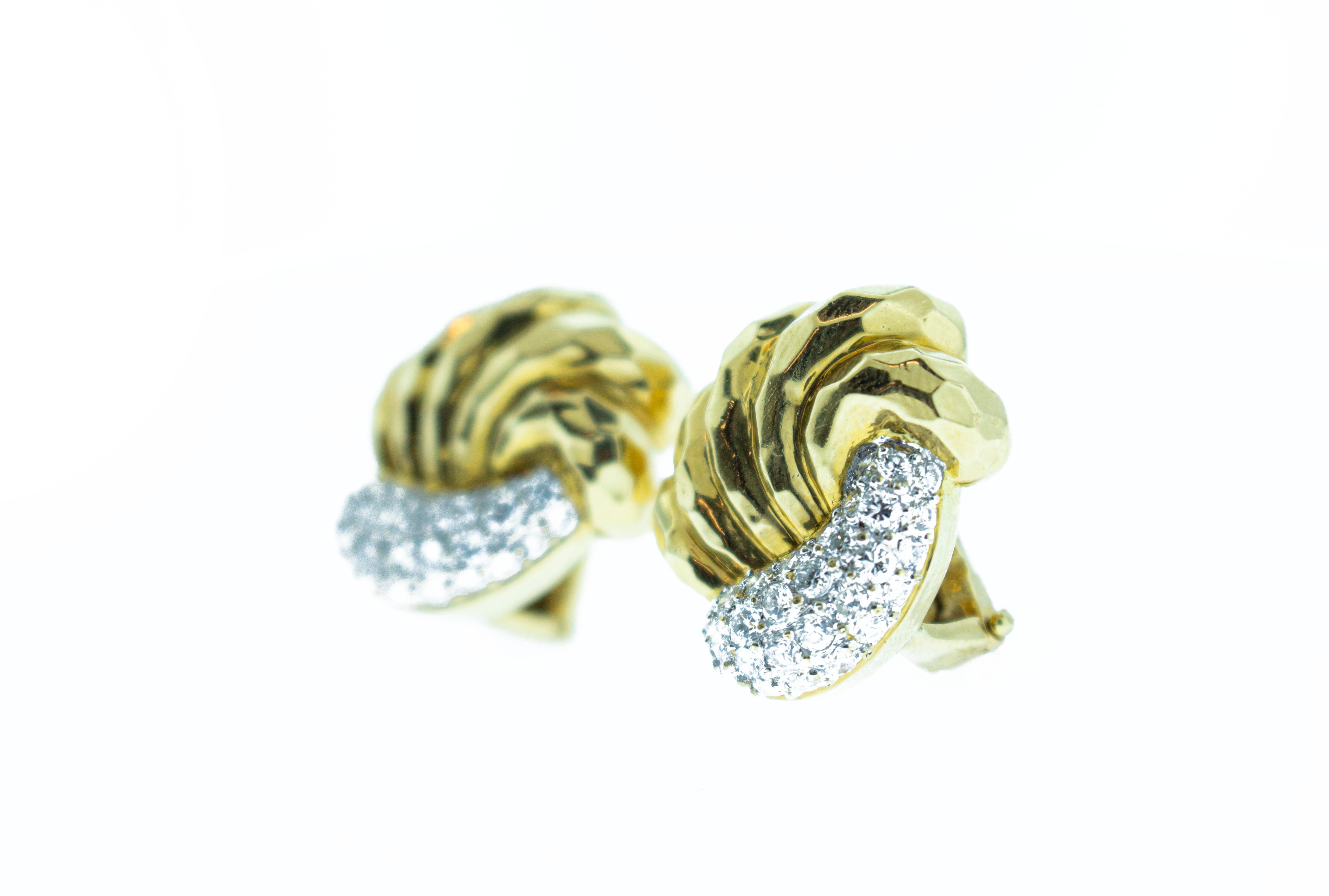 Women's or Men's Diamond 18 Karat Gold Clip Earrings
