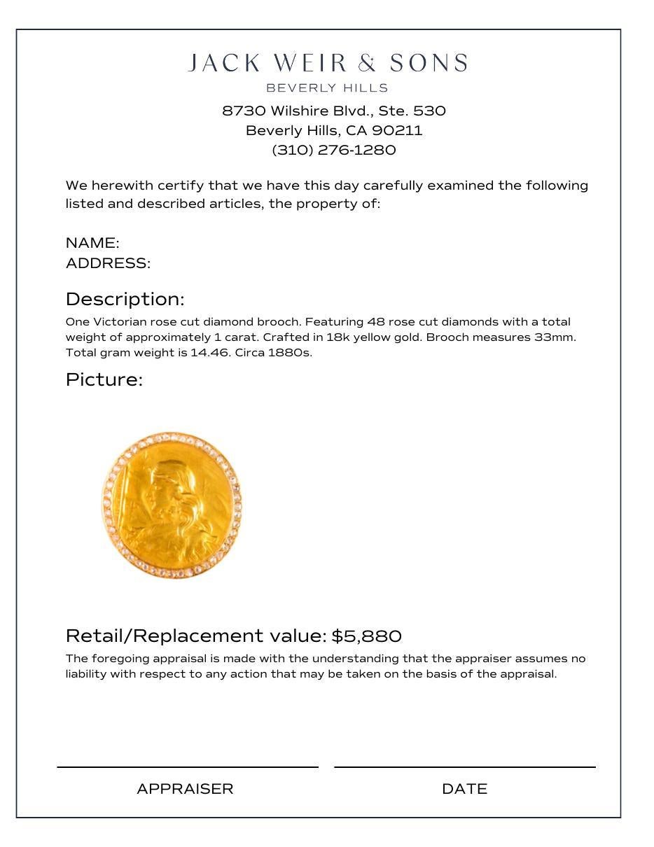 Diamond 18k gold depicting French lady liberty coin brooch In Excellent Condition In Beverly Hills, CA