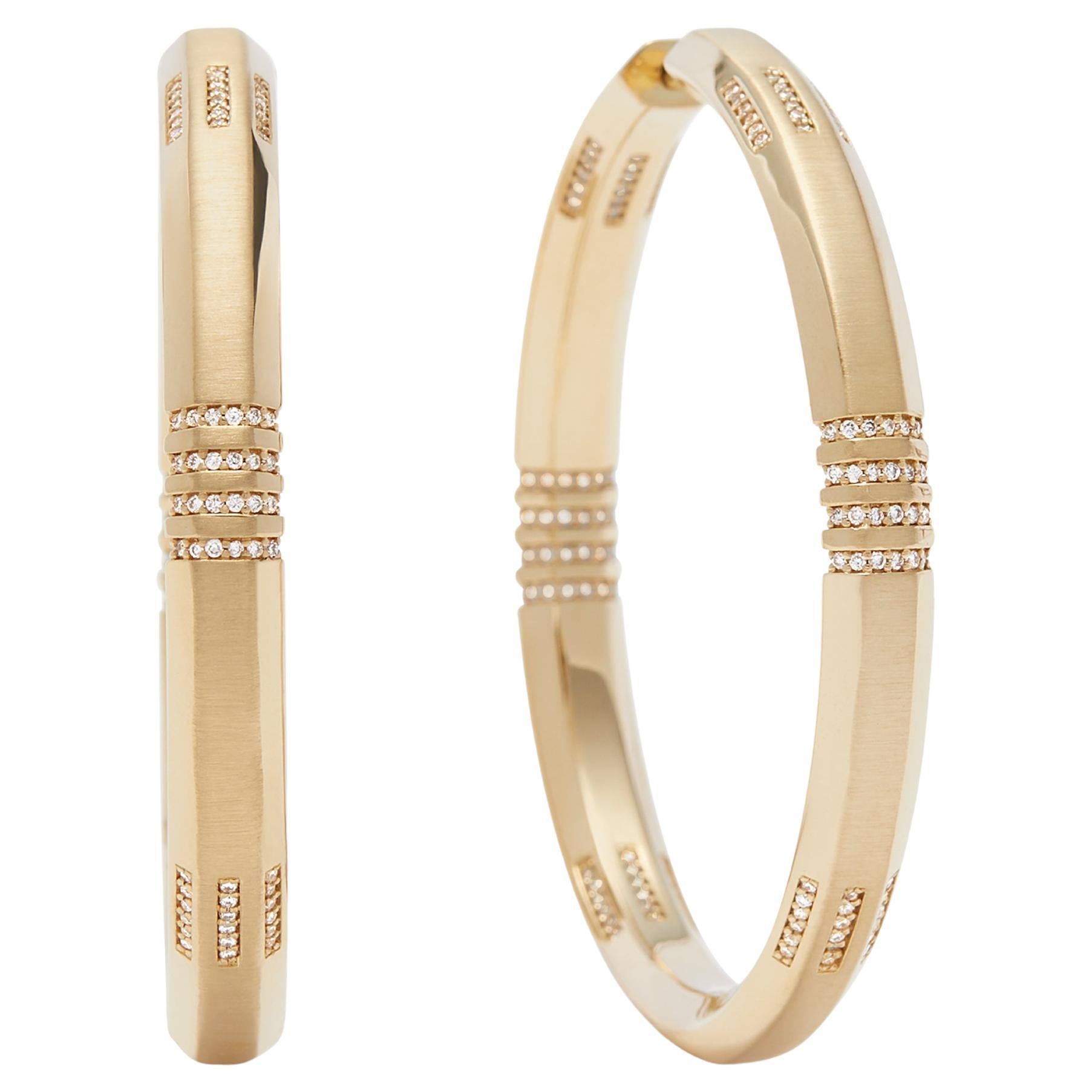 Heart The Stones by Halle Millien Diamond and 18K Gold Inside Outside Hoops For Sale