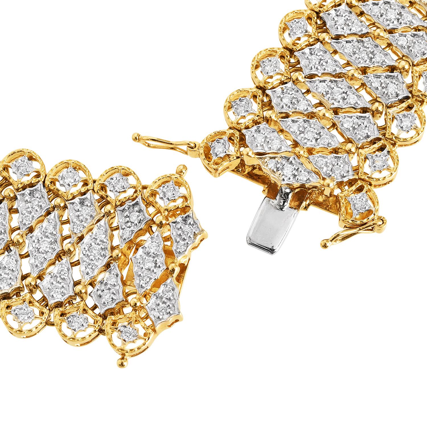 Women's Diamond 18K Gold Mesh Choker Statement Necklace