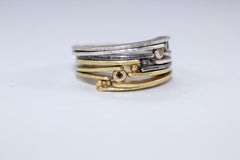 Diamond 18K Gold Sterling Silver Fashion Band Unisex Ring for Men Women Stack#22