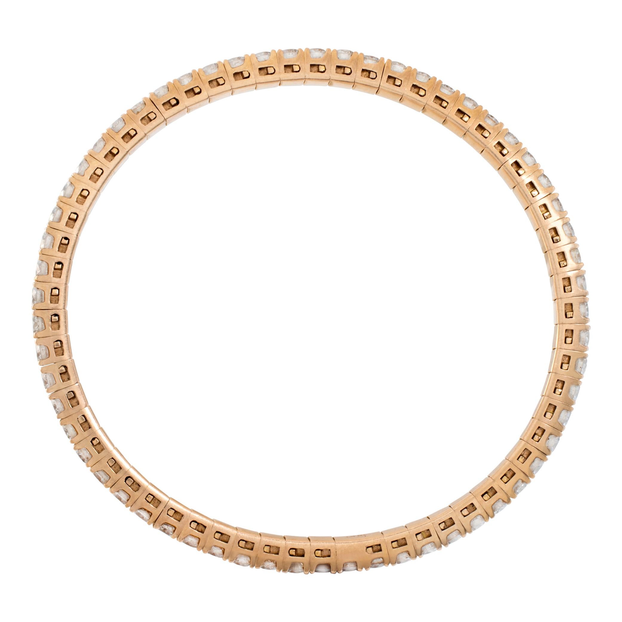 Women's Diamond 18k Rose Gold Bangle Bracelet For Sale
