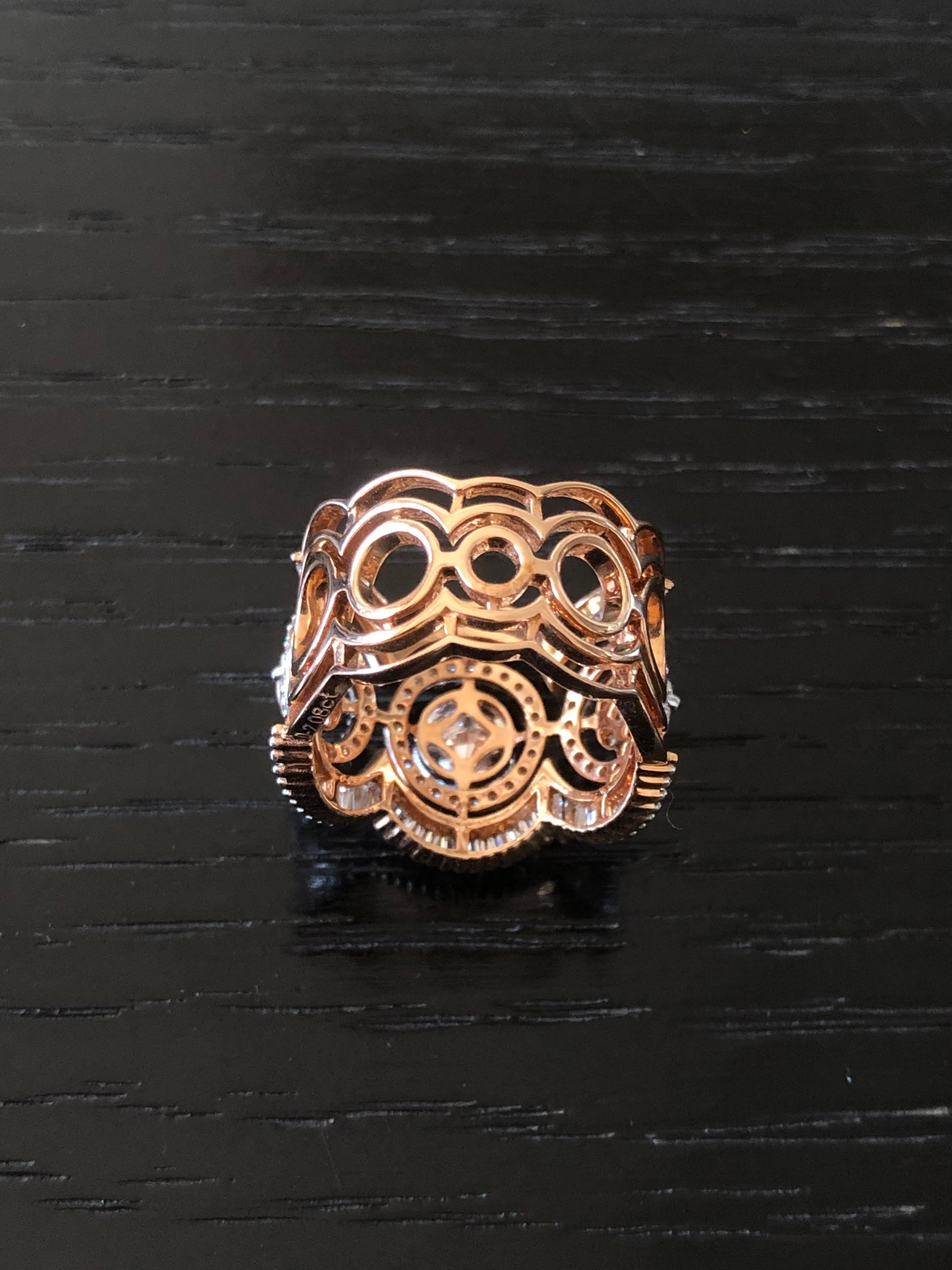 Women's Diamond 18 Karat Rose Gold Cocktail Ring