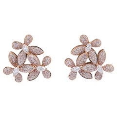 Spectra Fine Jewelry, Diamond 18k Rose Gold Flower Earrings