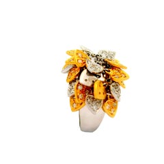 Diamond 18K Two-Tone Dangling Hearts Ring