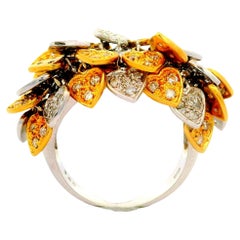 Diamond 18K Two-Tone Dangling Hearts Ring