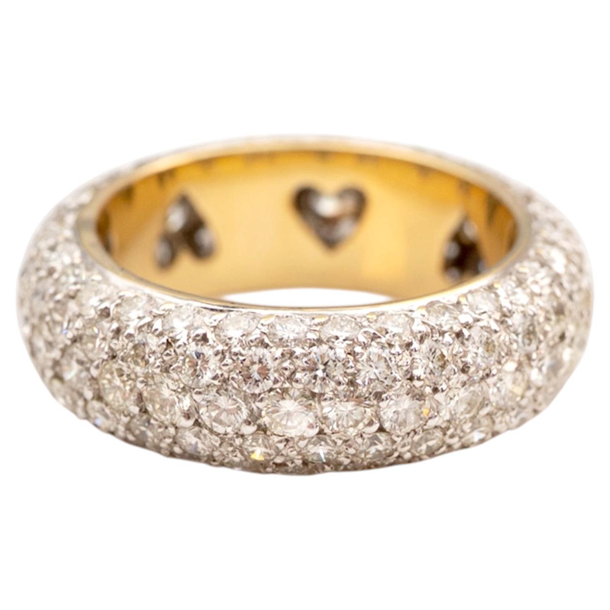 Diamond 18K White and Yellow Gold Band Ring or Wedding Band