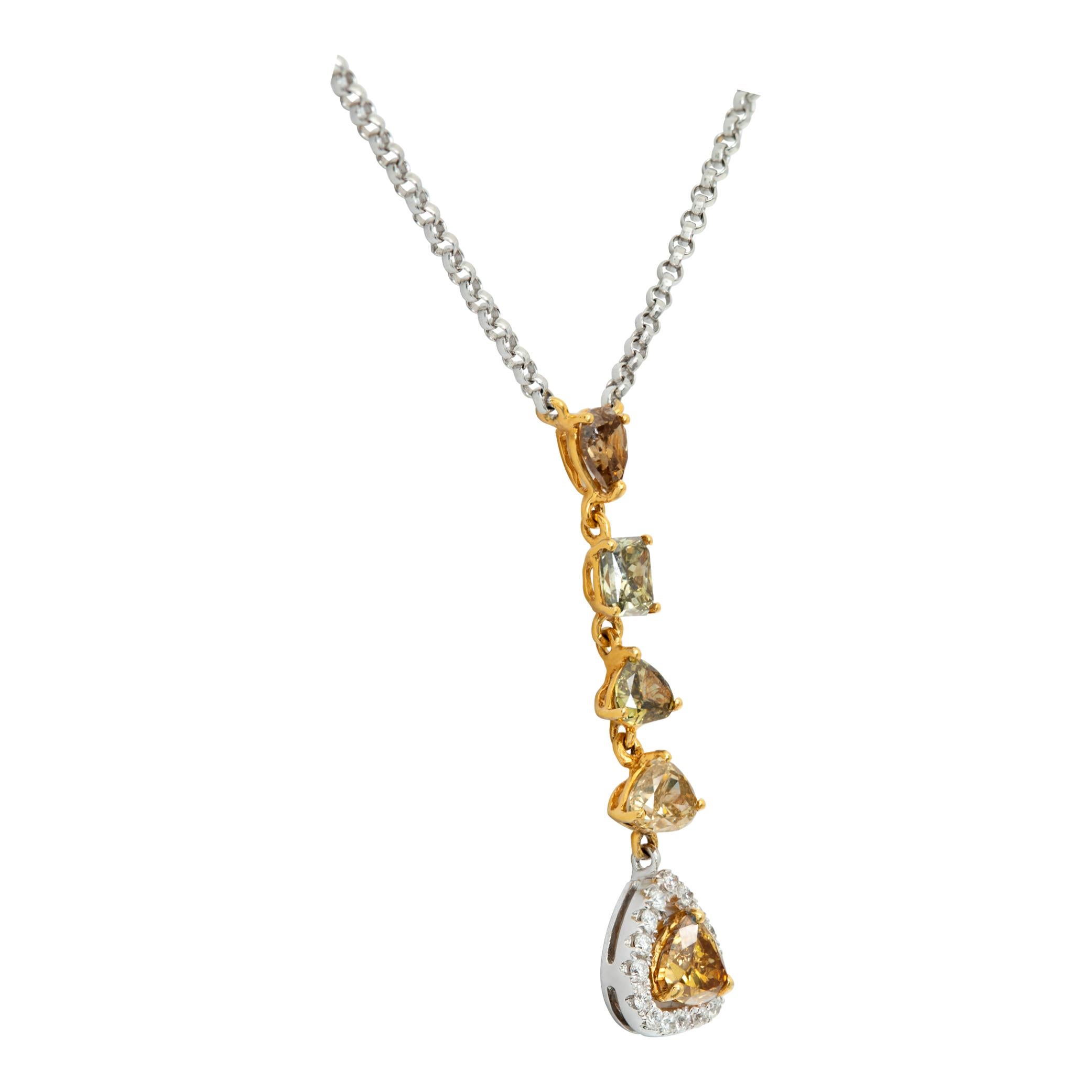 Diamond 18k white and yellow gold necklace In Excellent Condition For Sale In Surfside, FL