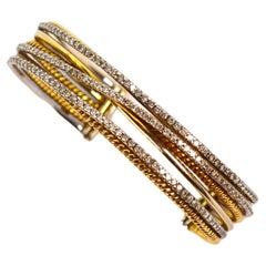 Diamond 18K White and Yellow Gold Wrap Cuff Bracelet