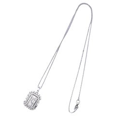 Diamond 18K White Gold Art-Deco-Style Pendant Chain