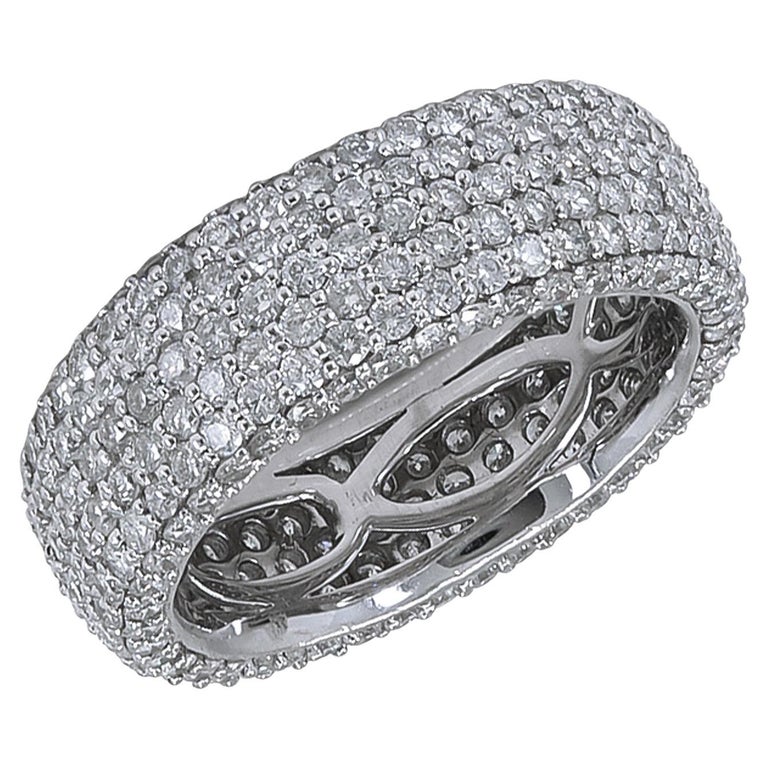 Diamond 18k White Gold Band Ring at 1stDibs