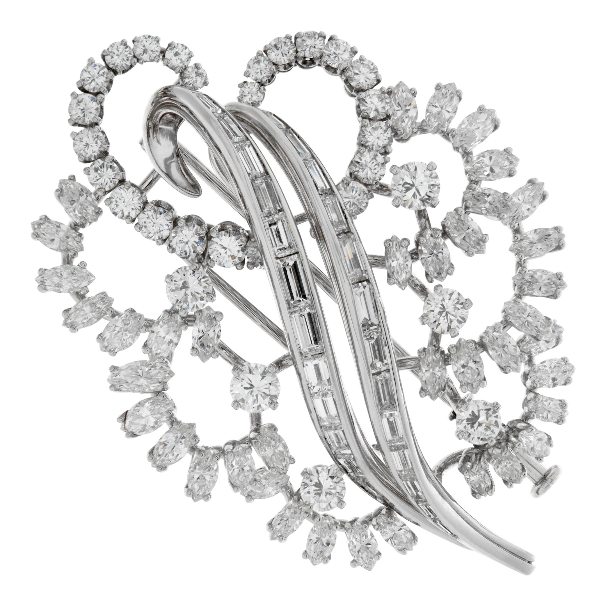 Diamond 18k White Gold Brooch For Sale