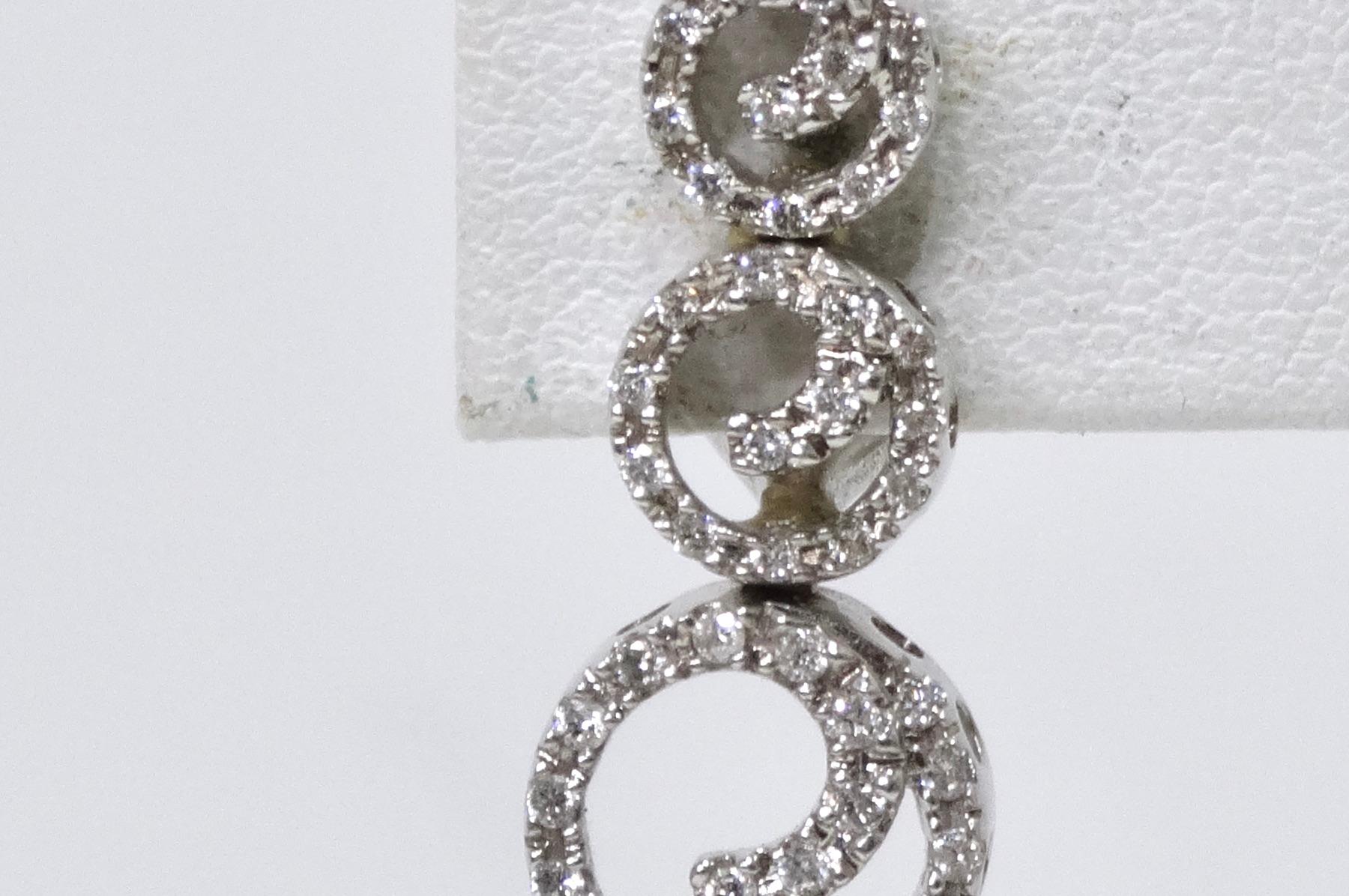 Women's or Men's Diamond & 18k White Gold Clip-On Earrings For Sale
