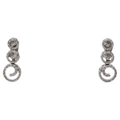Retro Diamond & 18k White Gold Clip-On Earrings