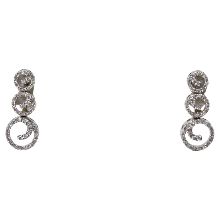 Diamond and 18k White Gold ClipOn Earrings For Sale at 1stDibs